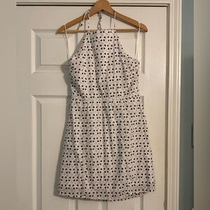 Mi Ami for Francesca’s- White Halter Mini Dress with Red & Navy Hearts